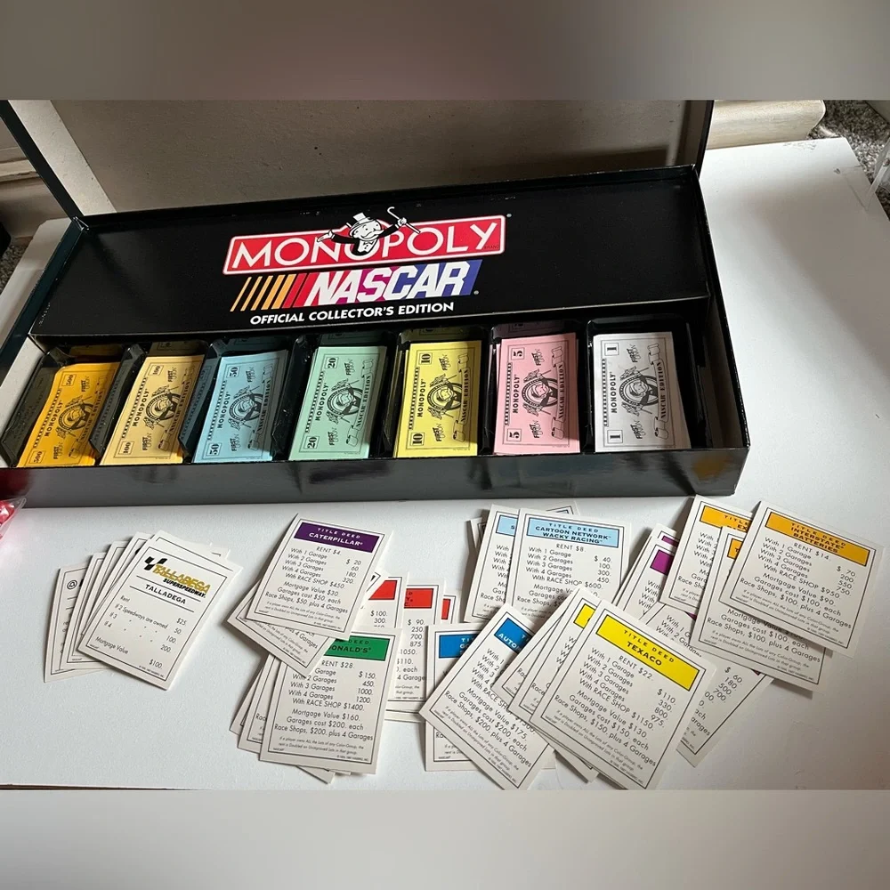 Vintage Monopoly NASCAR Official Collectors Edition 1997 Board Game Race car